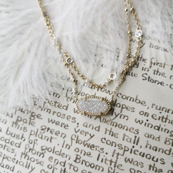 Kendra Scott Elisa Iridescent Drusy Gold Necklace - Picture 4 of 4